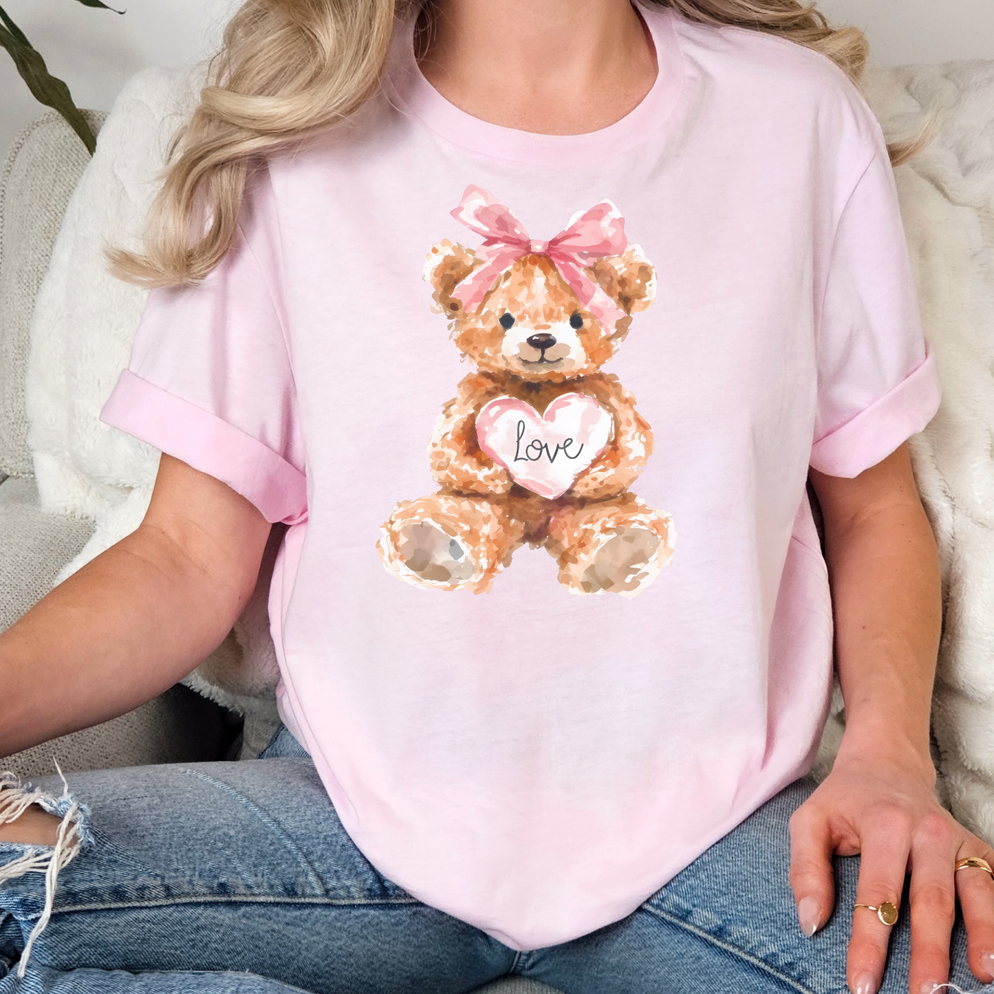 Teddy With Love Heart Full Color DTF Transfer