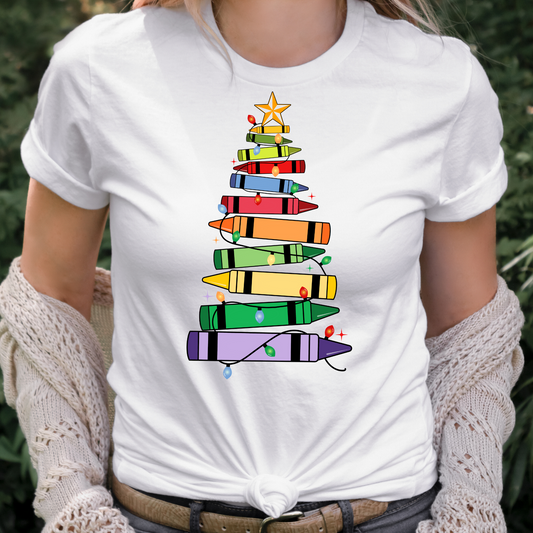 Crayon Christmas Tree Color DTF Transfer