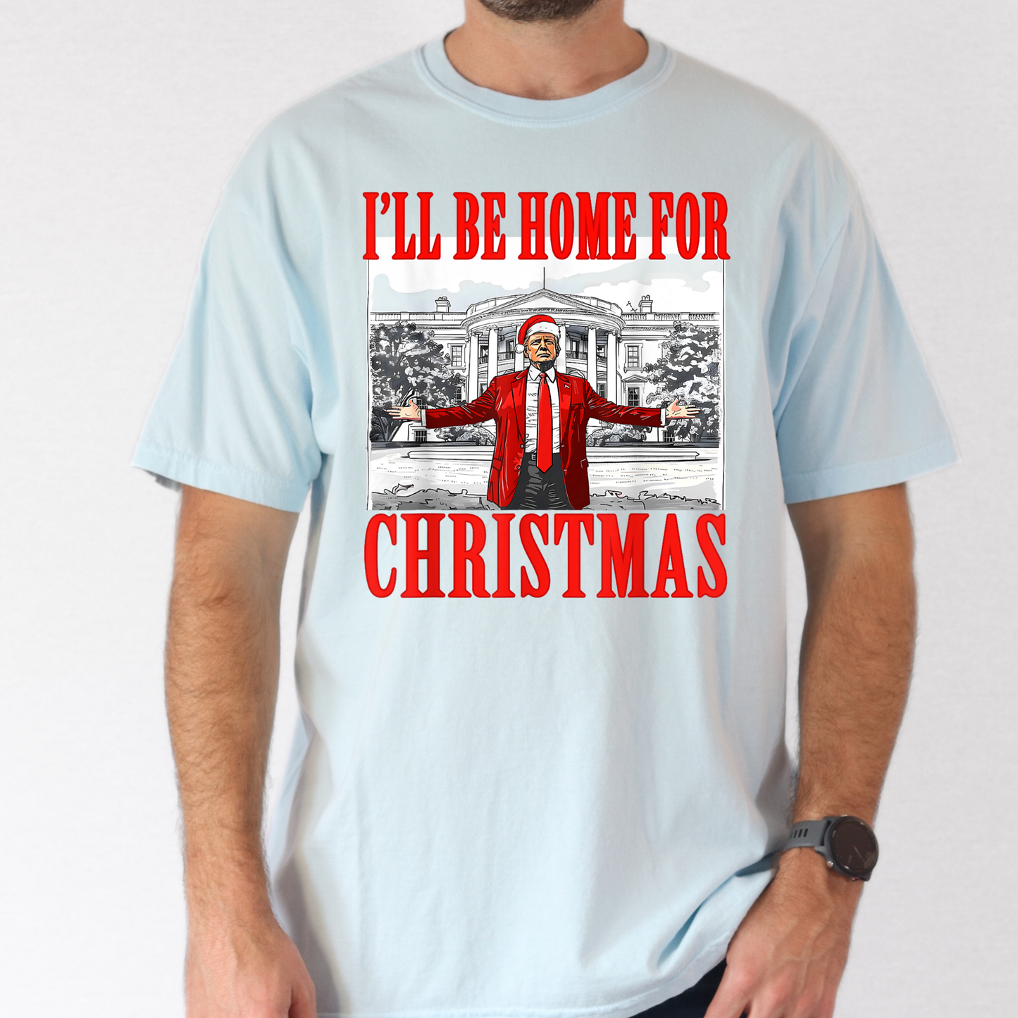 Ill Be Home For Christmas Trump (Red Text) Full Color DTF Transfer