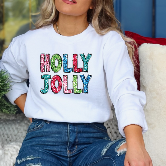 Holly Jolly (Faux Sequin) Full Color DTF Transfers