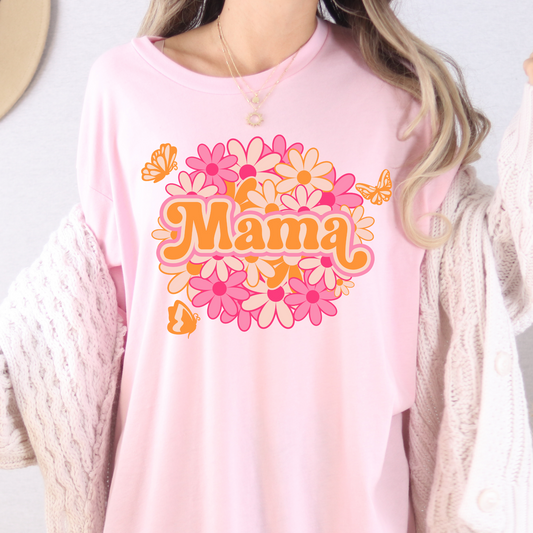 Mama (Pink and Orange Flowers) Full Color DTF Transfer