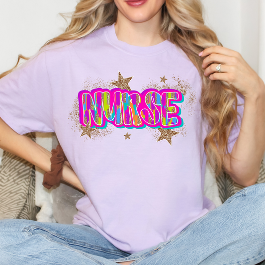 Brush Stroke Faux Glitter Nurse Full Color DTF Transfer