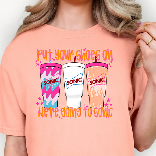 Put Your Shoes On We're Going To Sonic Full Color DTF Transfer