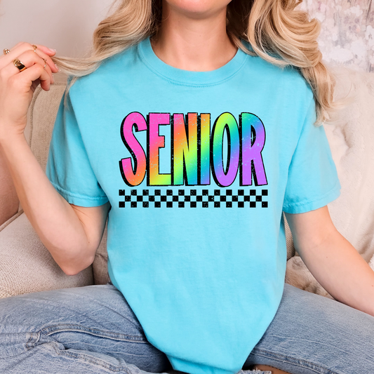 Senior Rainbow Checkered Full Color DTF Transfer