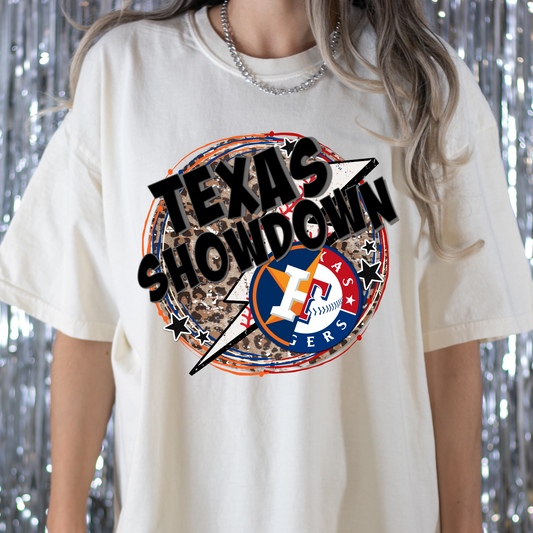 Texas Showdown (Leopard Background) Full Color DTF Transfer