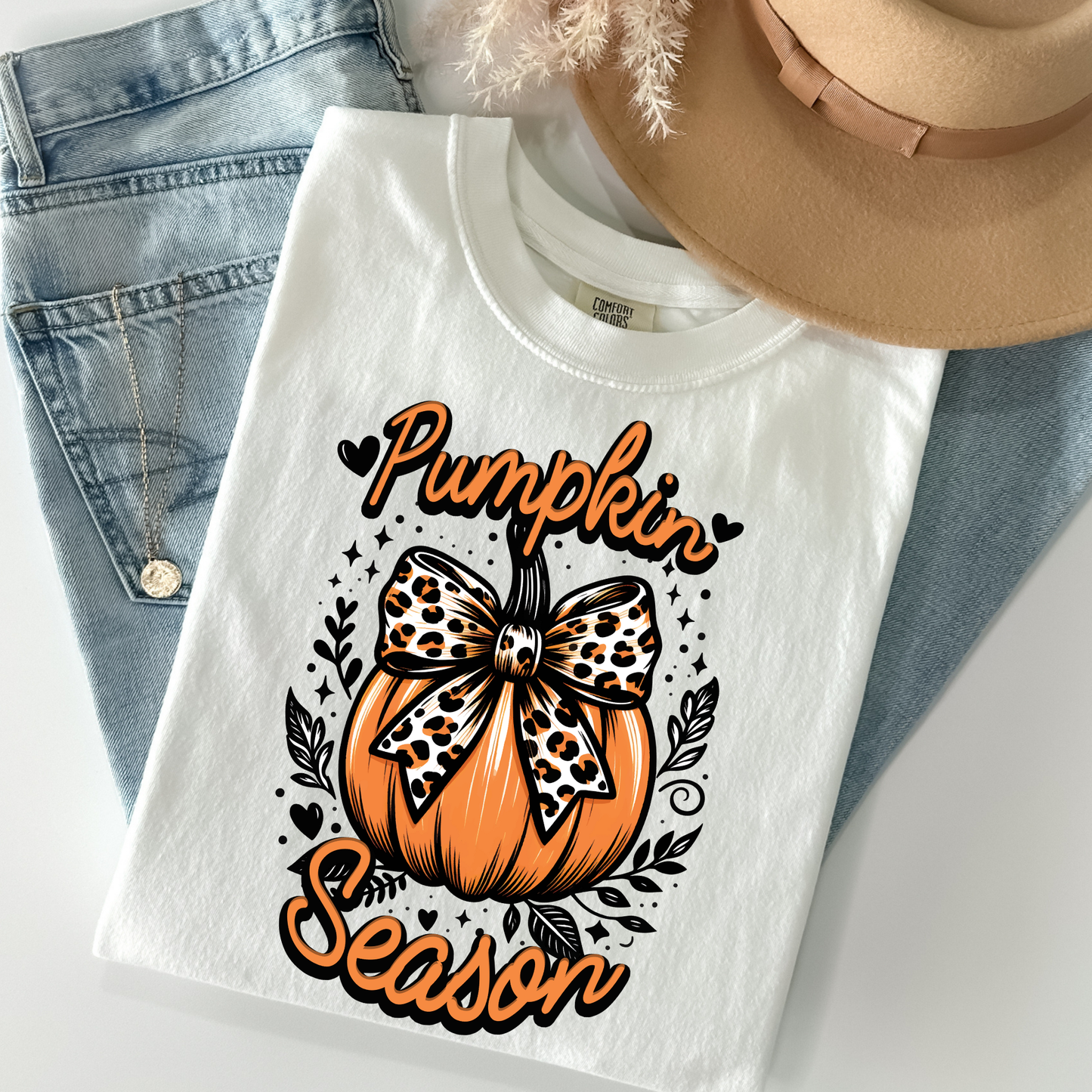 Pumpkin Season (Pumpkin w/Leopard Bow) Full Color DTF Transfer