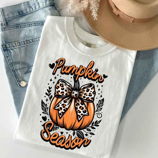 Pumpkin Season (Pumpkin w/Leopard Bow) Full Color DTF Transfer