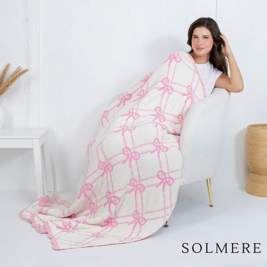 Gridded Bows Blanket (MULTI COLOR OPTIONS) Solmere Blanket 50x60" (MOQ REQUIRED FOR WS PRICING) - PREORDER