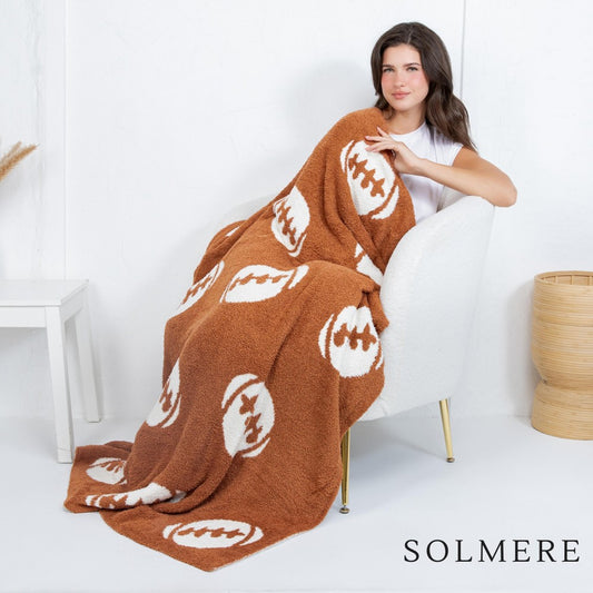 Football Solmere Blanket 50x60"  (MOQ REQUIRED FOR WS PRICING) - PREORDER
