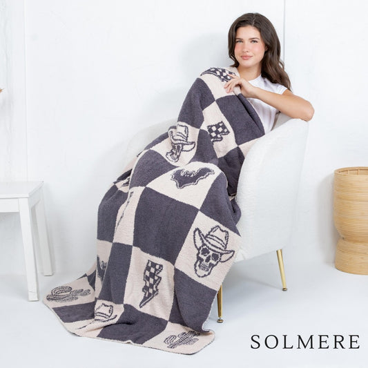 Checkered Western Theme Blanket 50x60" (MOQ REQUIRED FOR WS PRICING) - PREORDER