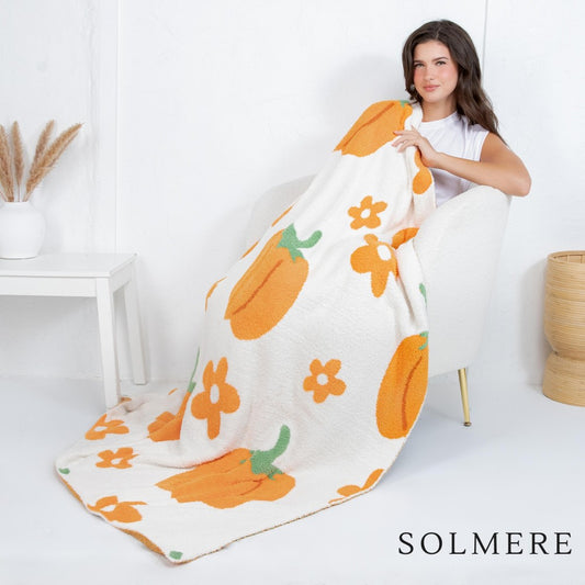 Pumpkin w/Flowers Solmere Blanket 50x60" (MOQ REQUIRED FOR WS PRICING) - PREORDER