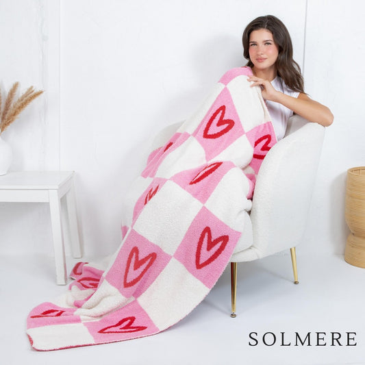 Pink Checkered Heart 50x60 Blanket