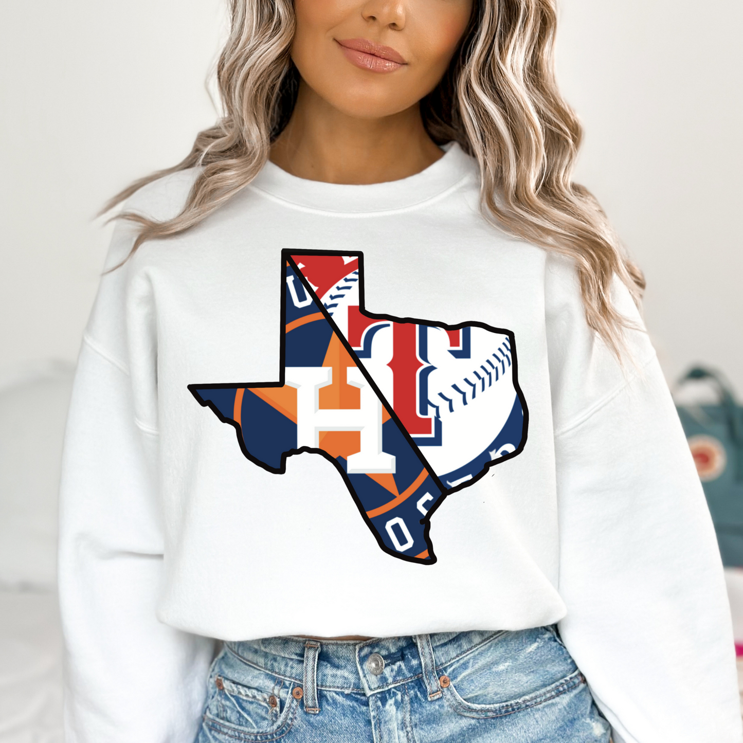 Split Texas Baseball Astros Rangers Full Color DTF Transfer