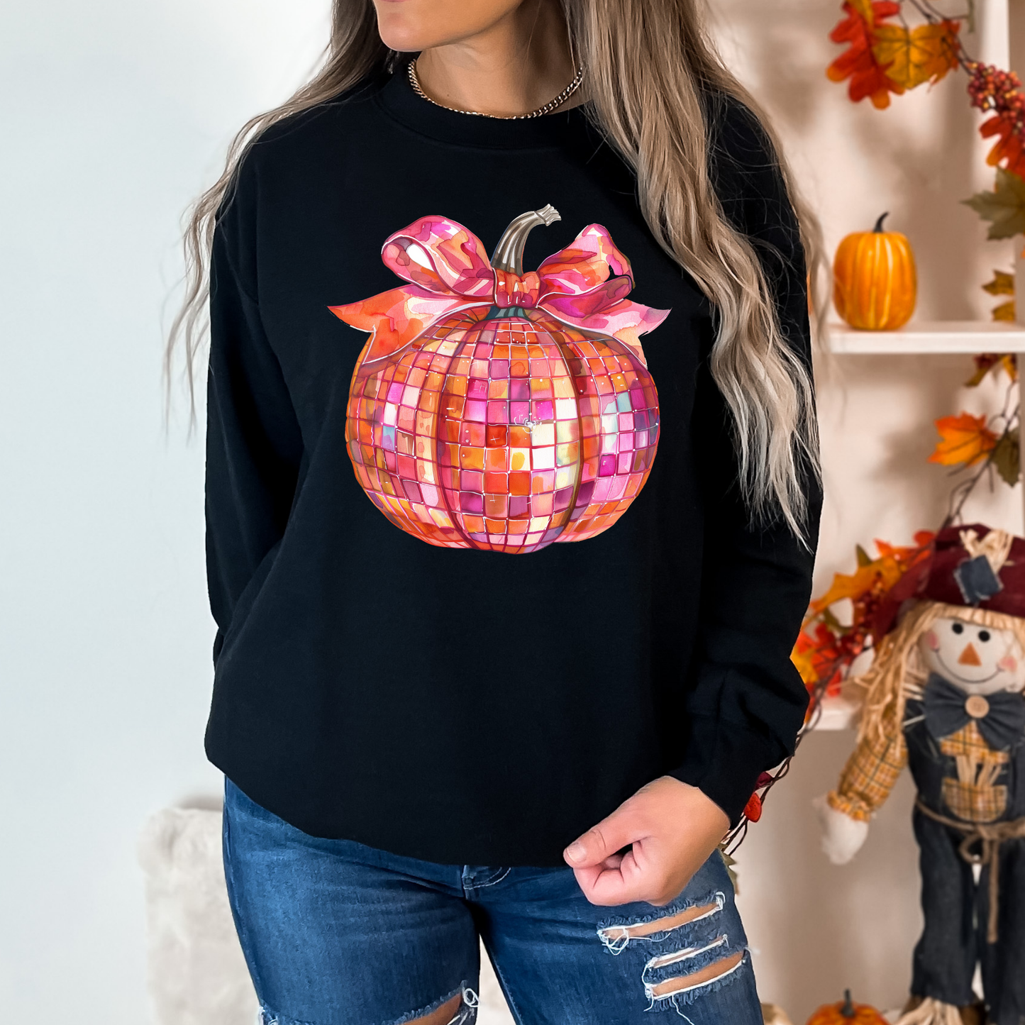 Disco Ball Pumpkin Full Color DTF Transfer