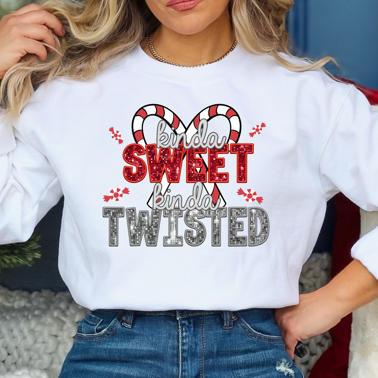 Kinda Sweet Kinda Twisted (Faux Sequin) Full Color DTF Transfer