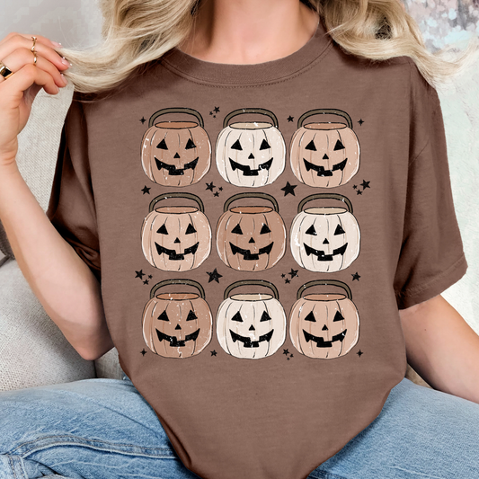 Brown Tone Pumpkin Buckets Full Color DTF Transfer