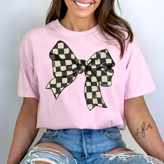 Checkered Bow Full Color DTF Transfer