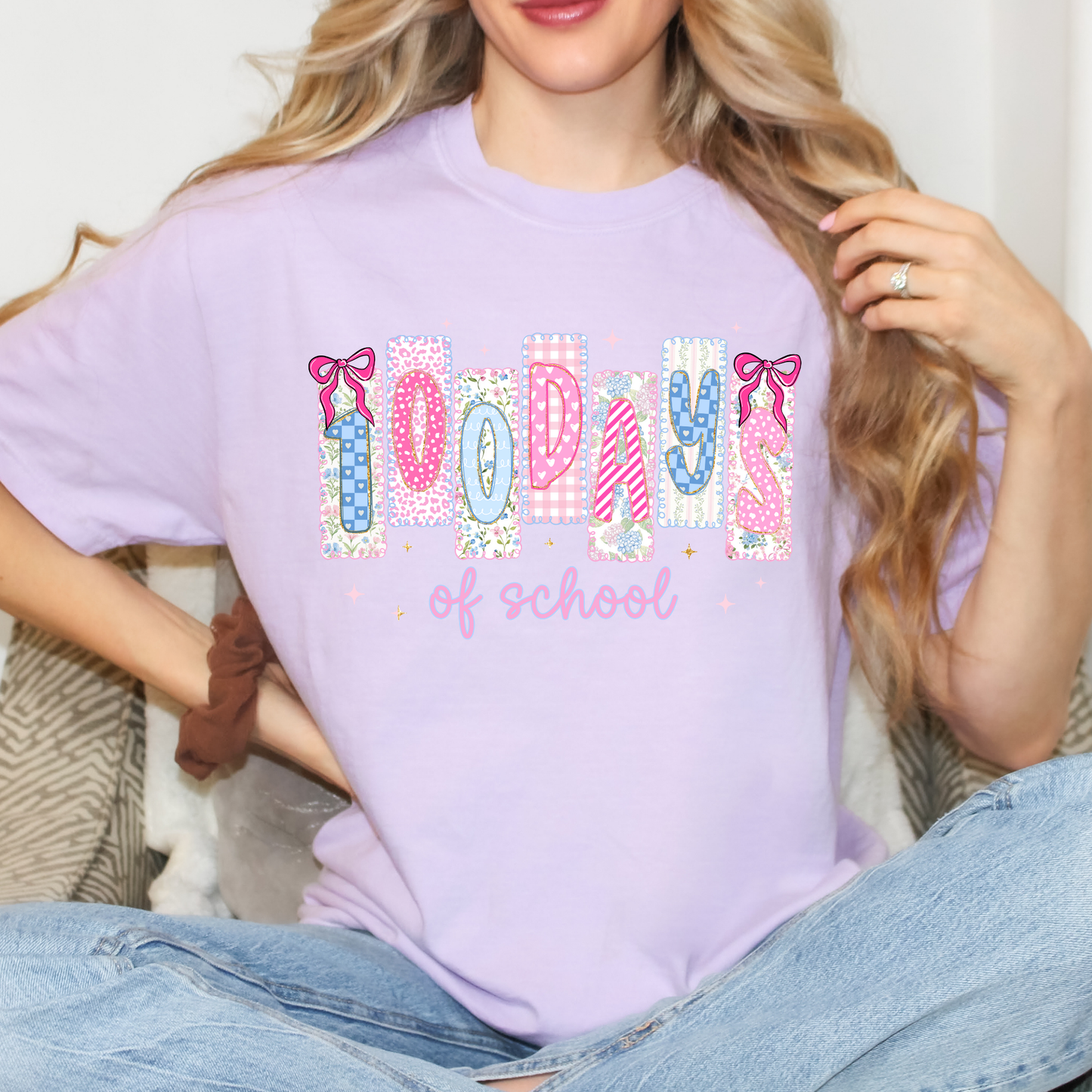 100 Days of School (Framed Letters) Full Color DTF Transfer