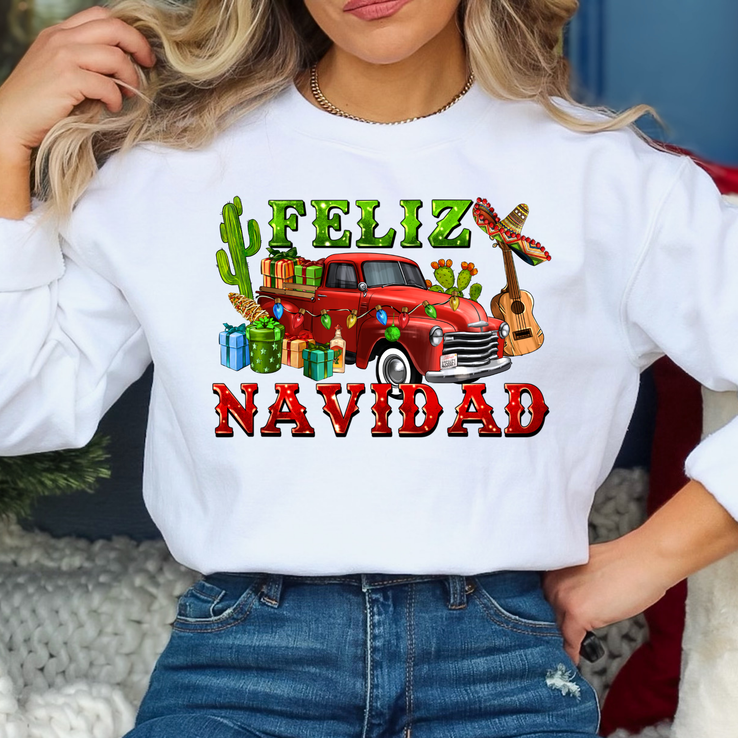 Feliz Navidad (Red Truck) Full Color DTF Transfer