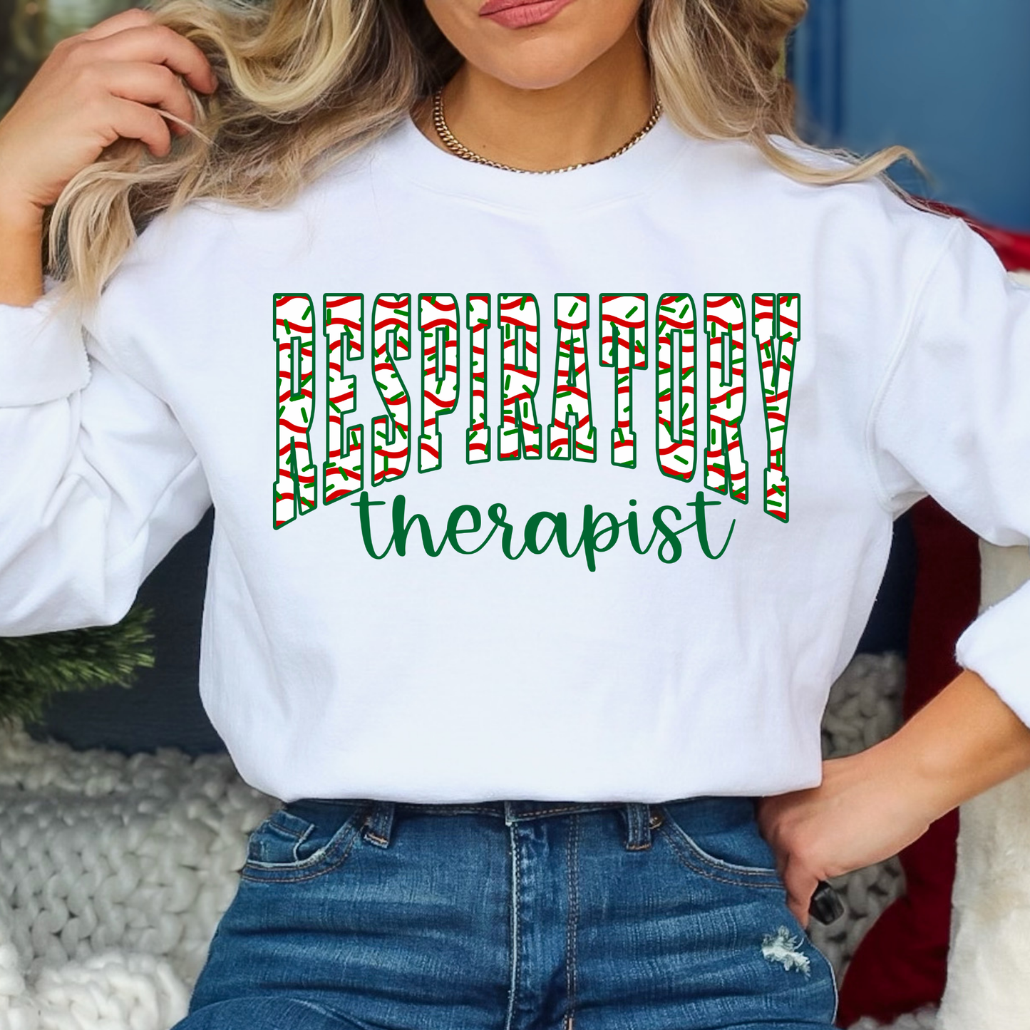 Respiratory Therapist (Christmas Cake Pattern) Full Color DTF Transfer