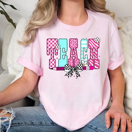 Teach (Pink/Light Blue) Full Color DTF Transfer
