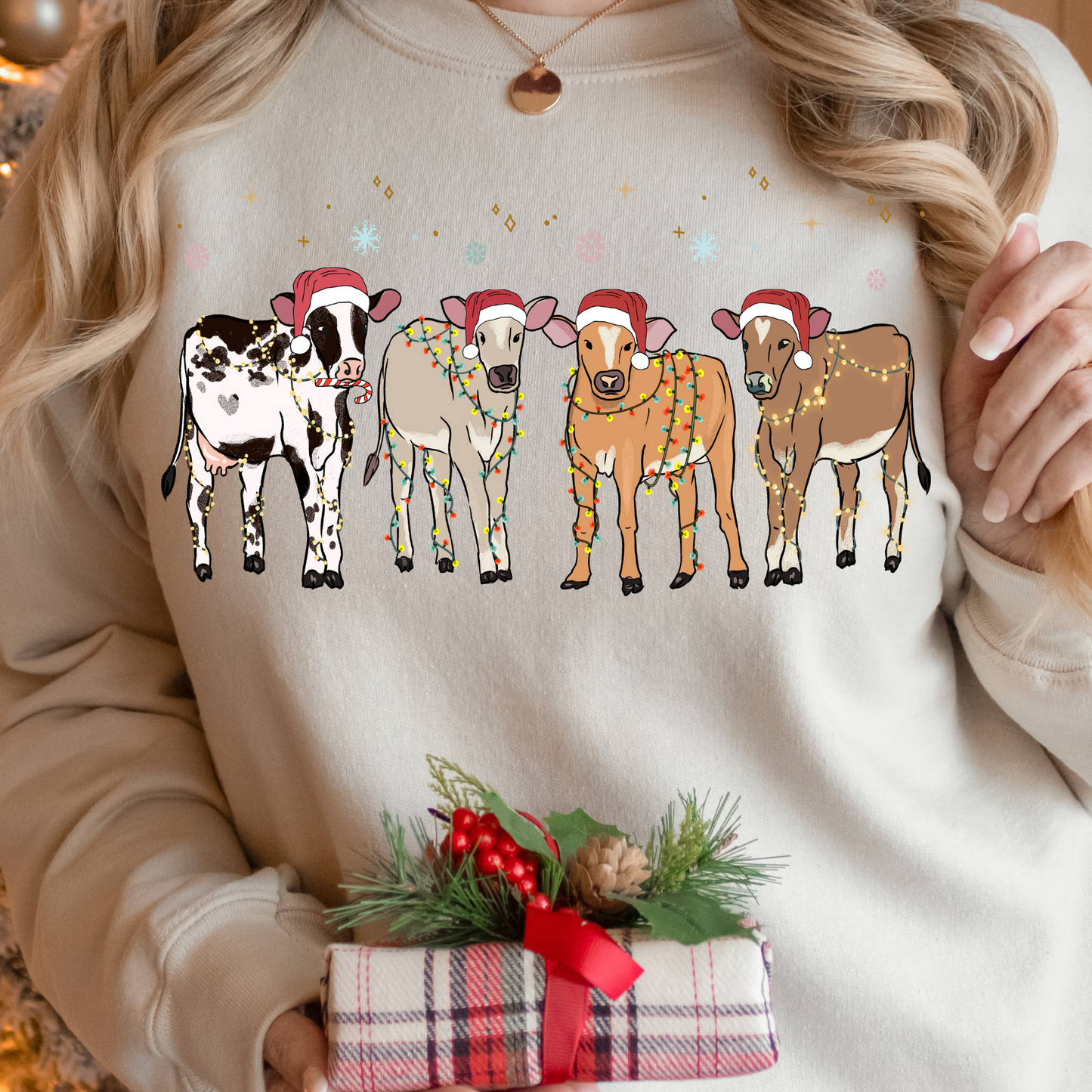 Christmas Cows Full Color DTF Transfer