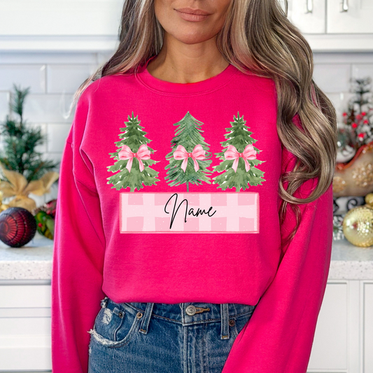 Christmas Tree w/Ribbon Personalized w/Name Full Color DTF Transfers