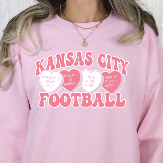 Kansas City Football Valentines Hearts Full Color DTF Transfer