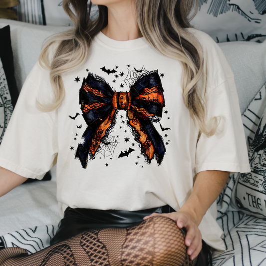 Lace Black/Orange Bow Full Color DTF Transfer