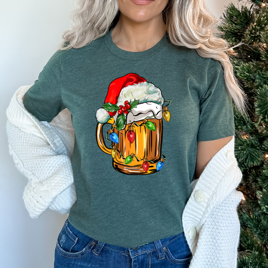 Beer Stein w/Christmas Hat Full Color DTF Transfers