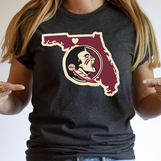 Florida State FSU (State Cutout) Full Color DTF Transfer