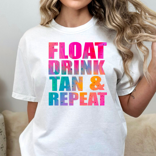 Float Drink Tan & Repeat Full Color DTF Transfer