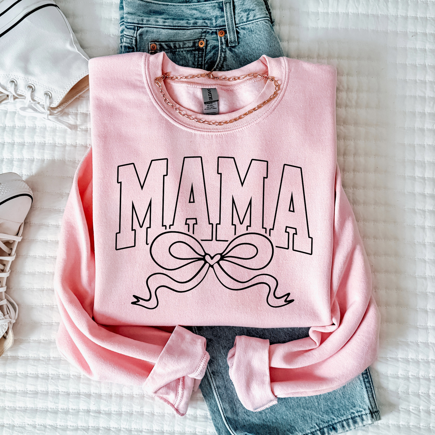 Outline Mama w/Bow Full Color DTF Transfer