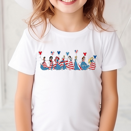 Red White & Blue Princess Full Color DTF Print