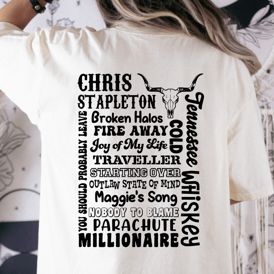 Chris Stapleton Song Print Full Color DTF Transfer