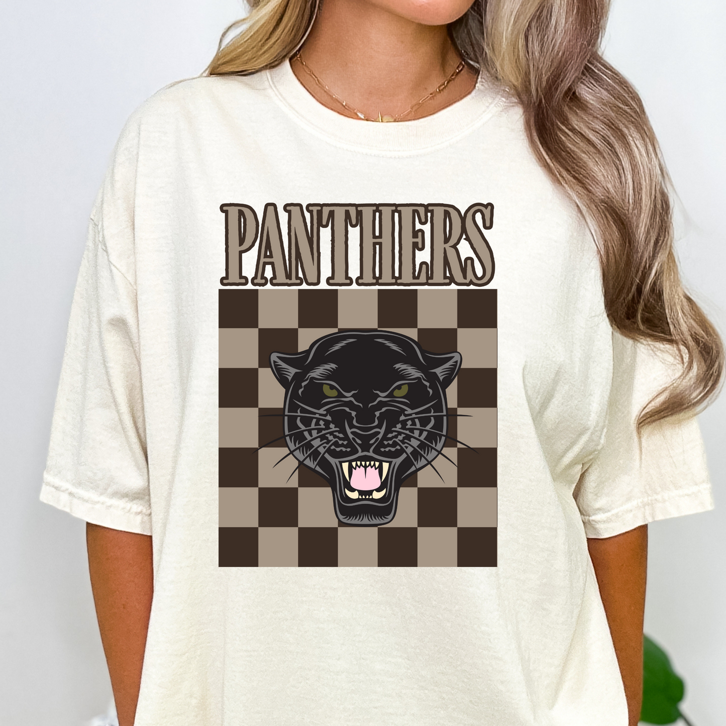 Panthers Brown Checkered Full Color DTF Transfer