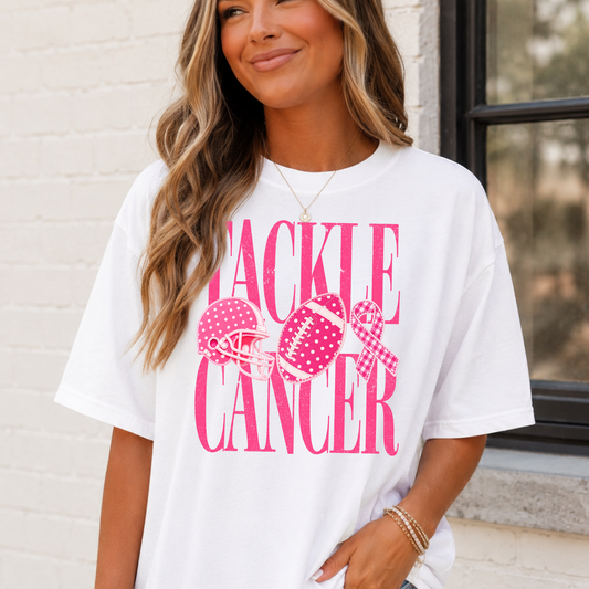 Tackle Cancer (Helmet, Football, Ribbon) Breast Cancer Awareness Full Color DTF Transfer