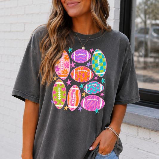 Preppy Colorful Football Full Color DTF Transfer