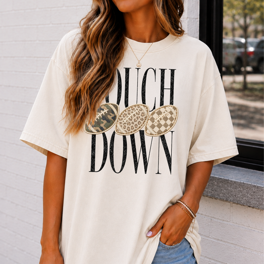 Touchdown Season (Camo, Leopard, Checkered Football) Full Color DTF Transfer