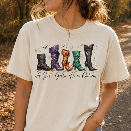 A Girls Gotta Have Optons (Witch Boots) Full Color DTF Transfer
