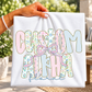 Pink & Blue Floral Bow Alpha Full Color DTF Transfer