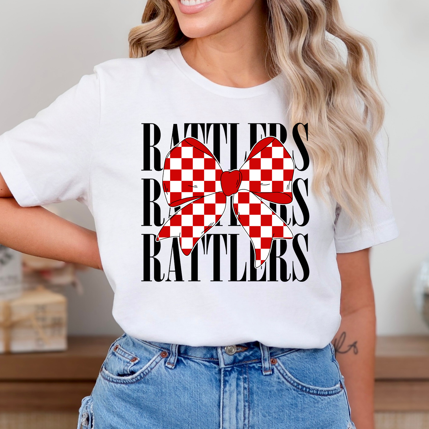 Rattlers (Red Checkered Bow) Full Color DTF Transfer