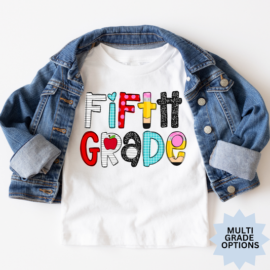 School Theme Letter Grade (MULTI GRADE OPTIONS) Full Color DTF Transfe