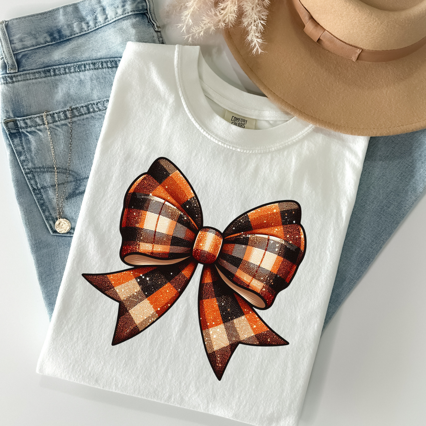 Fall Plaid Bow Full Color DTF Transfer