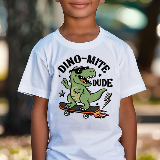 Dino-Mite Dude (Dinosaur) Full Color DTF Transfer