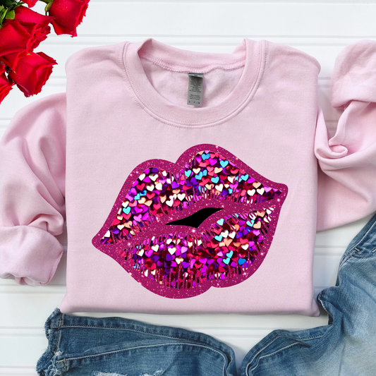 Faux Sequin Lips Full Color DTF Transfer