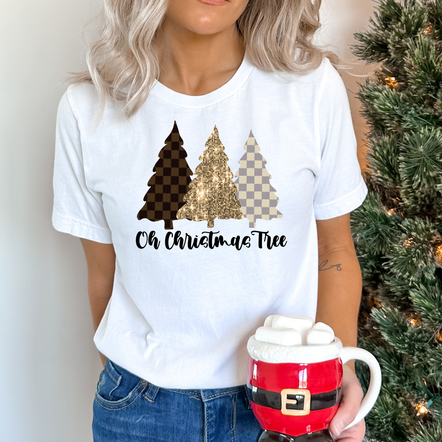 Oh Christmas Tress (Designer w/ Faux Sequin) Full Color DTF Transfer