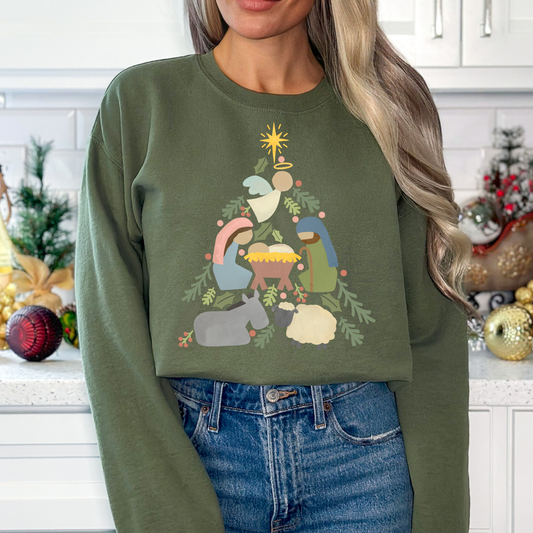 Nativity Scene Tree Full Color DTF Transfer