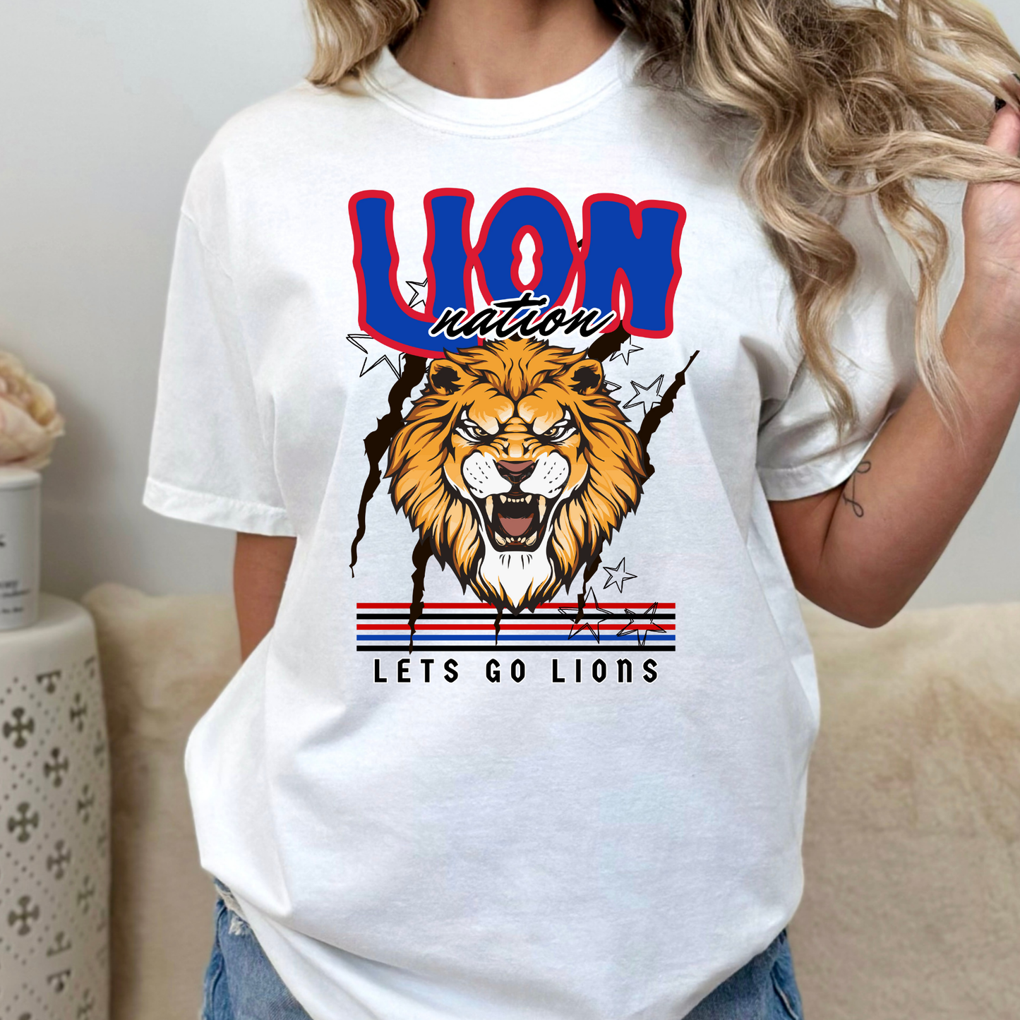 Lion Nation - Lets Go Lions Full Color DTF Transfer