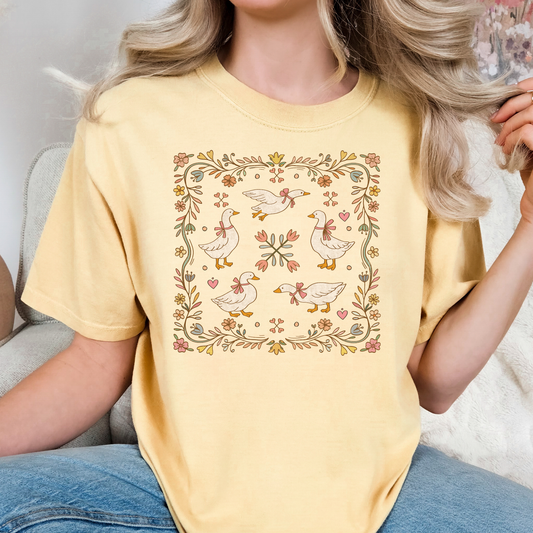 Floral Goose Frame Full Color DTF Transfer